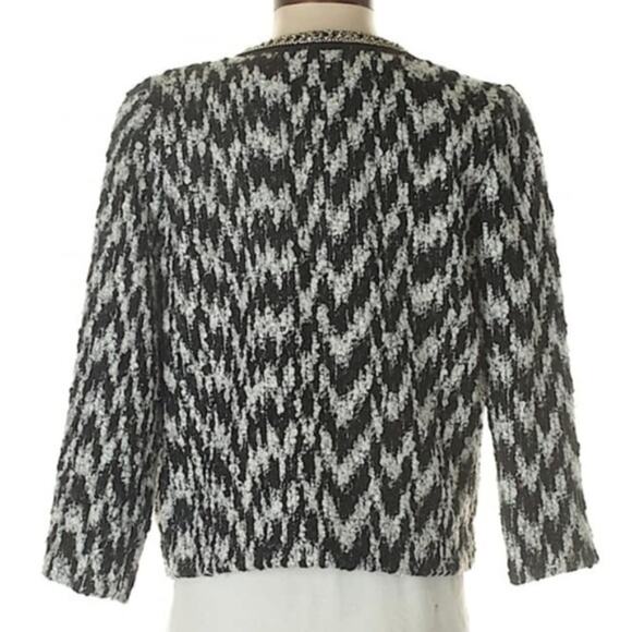 Aryn K. Black & White Tweed Blazer Gold Chain Accent Classic Size Small - Picture 3 of 8